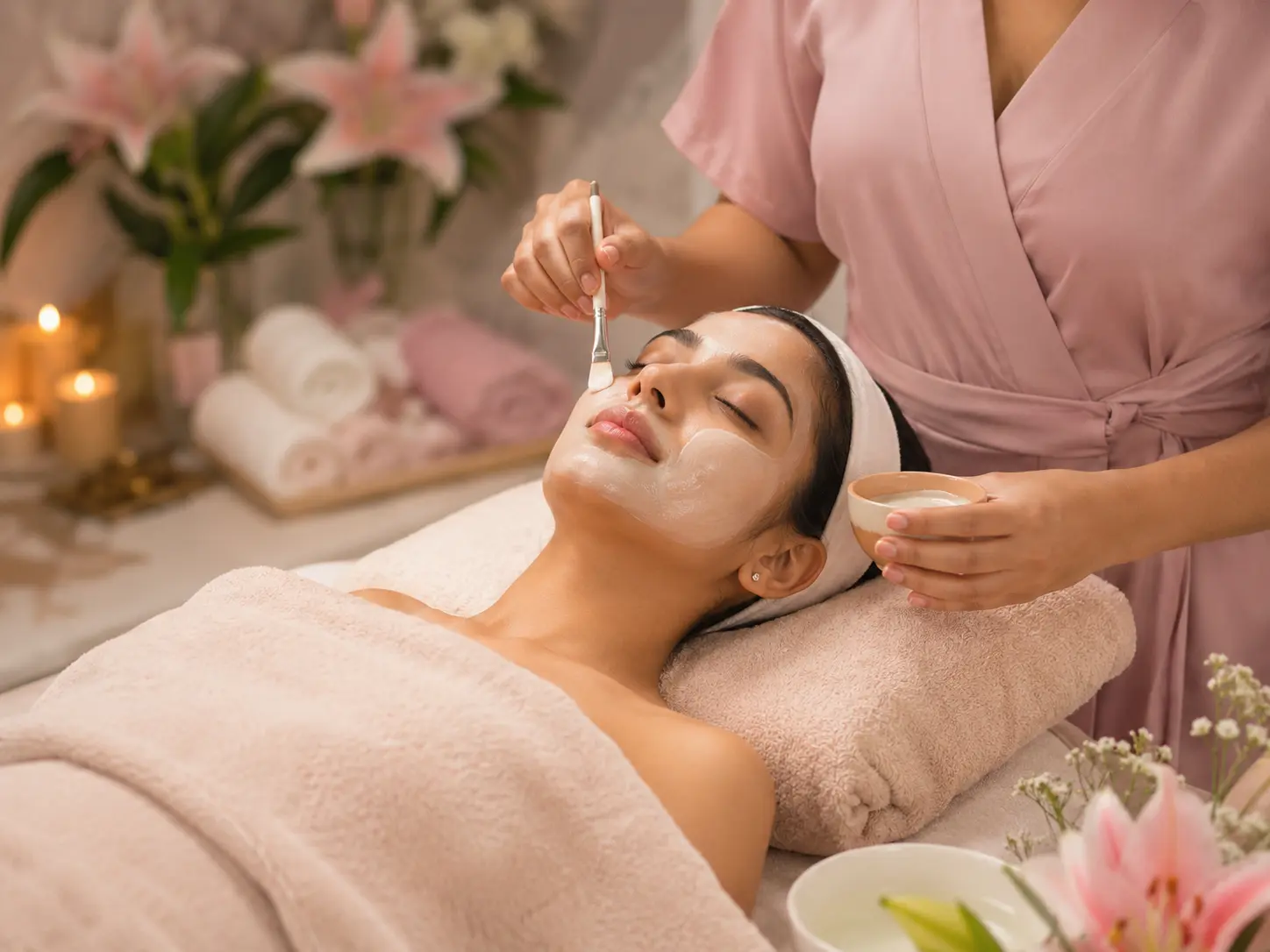Relaxing facial and spa treatment